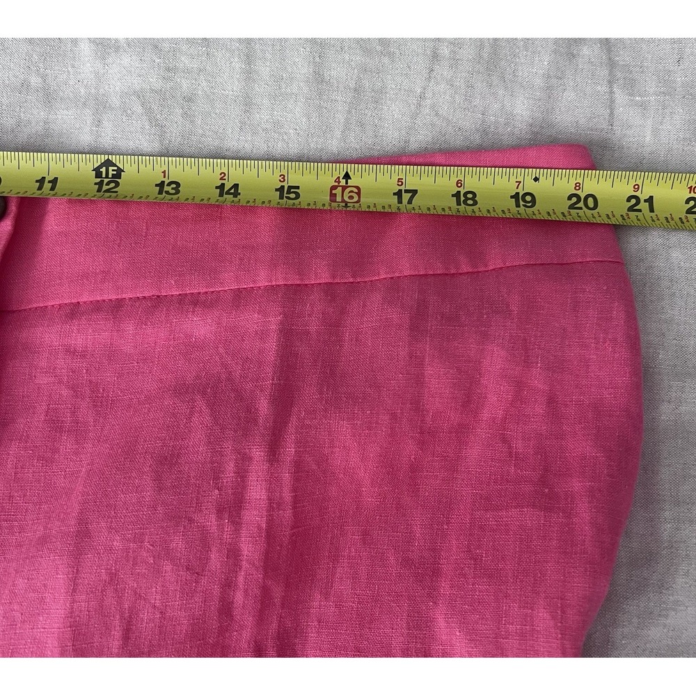Talbots Pants Womens Size 16W Pink Coral Wide Leg 100% Linen Plus - Picture 9 of 12